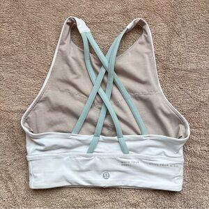 lululemon athletica Women's White energy Sports Bra high neck long line NO PADS